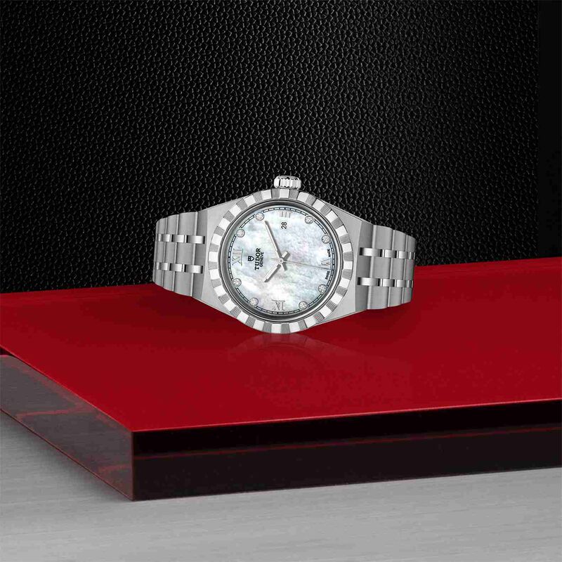 TUDOR Royal Watch Steel Case Gem Set White Dial Steel Bracelet, 28mm image number 3