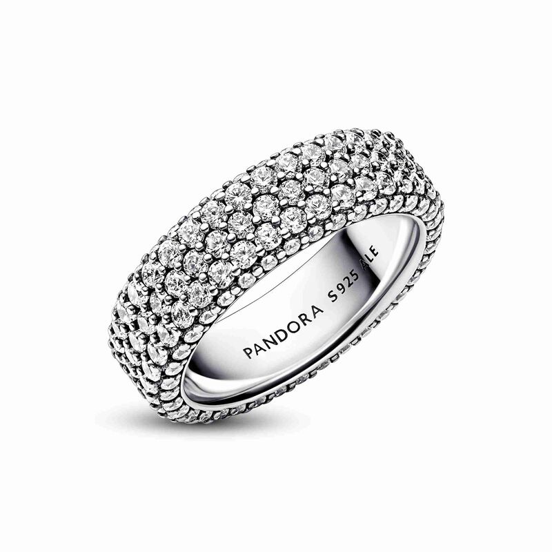 Sterling Silver 10 Row CZ Bridge Style Ring