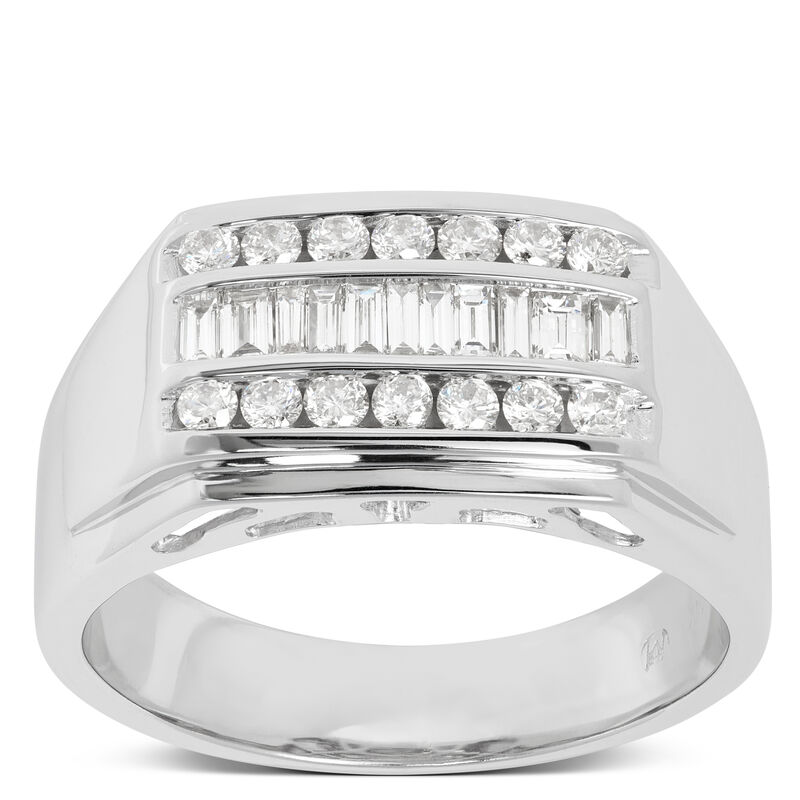 Stacked Diamond Gents Ring, 14K White Gold image number 0