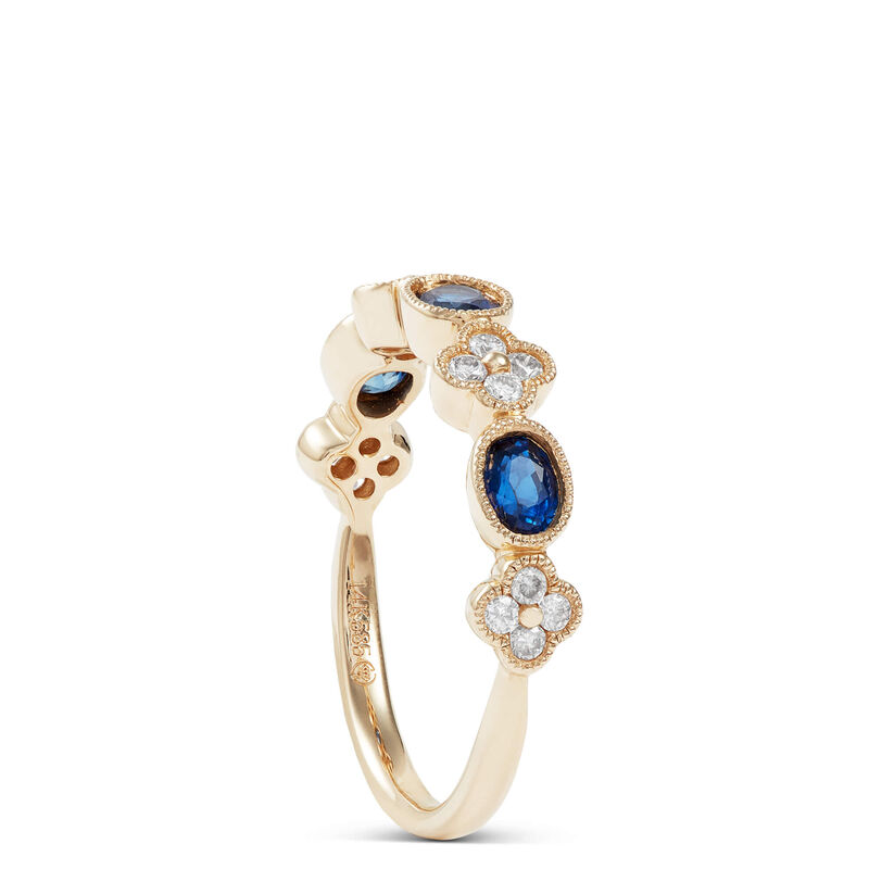 Oval Sapphire and Diamond Ring, 14K Yellow Gold image number 1
