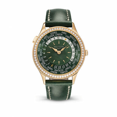 Patek Philippe Geneve Watch Diamond Set Bezel Green Dial, 36mm