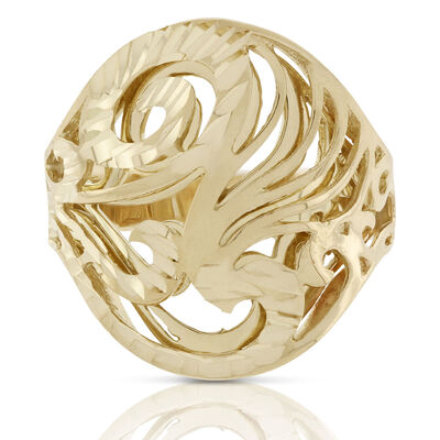 Toscano Engraved Oval Ring 18K