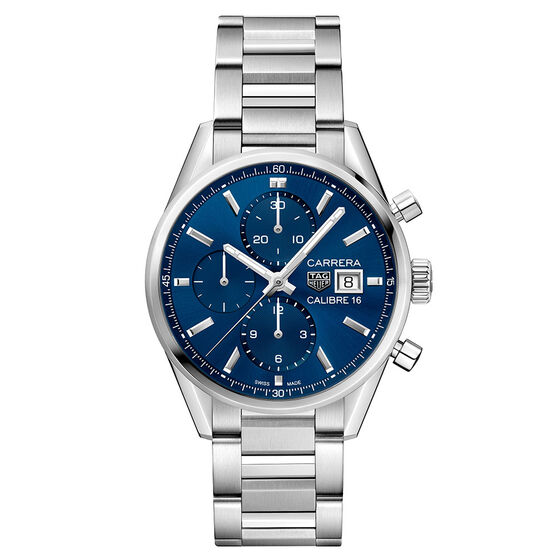 TAG Heuer Carrera Calibre 16 Automatic Mens Blue Steel Chronograph Watch