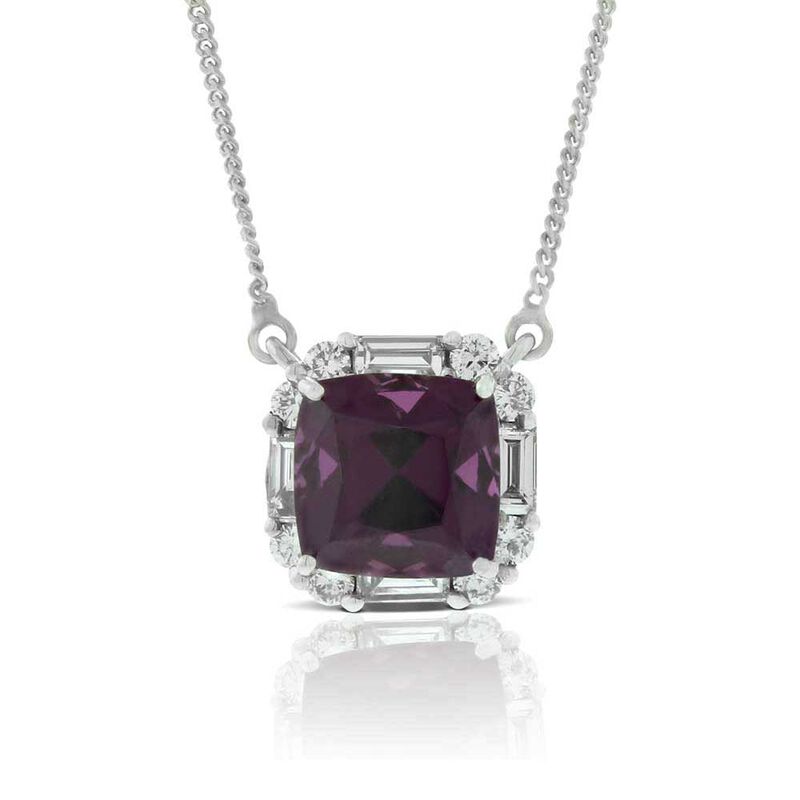 Purple Garnet & Diamond Necklace 14K image number 0