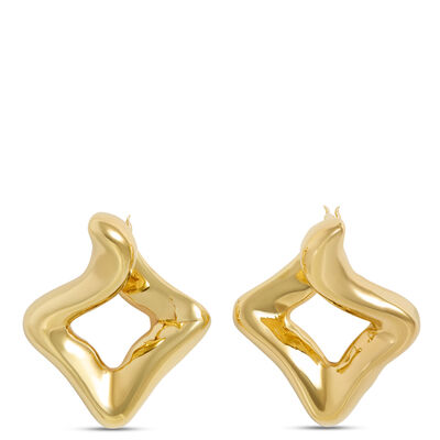Toscano Front to Back Geo Shaped Hoops, 14K Yellow Gold
