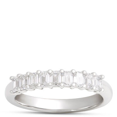 Platinum Band With Emerald Cut Diamonds