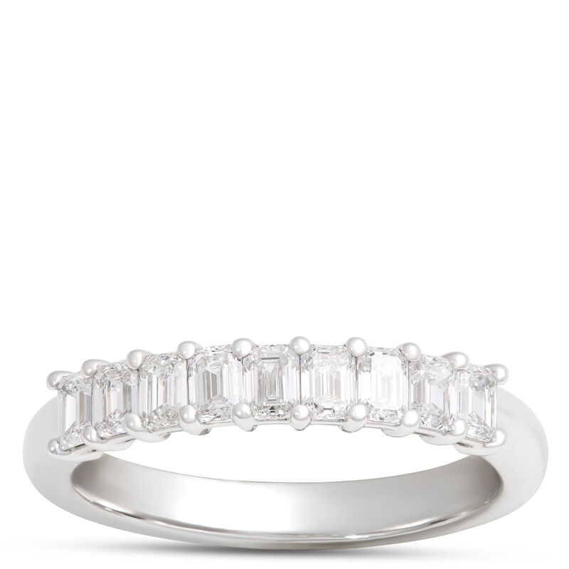 Platinum Band With Emerald Cut Diamonds image number 0
