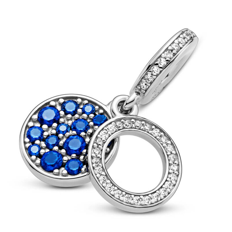 Pandora Sparkling Blue Disc Crystal & CZ Double Dangle Charm image number 2