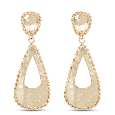 Toscano Open Tear Drop Dangle Earrings, 14K Yellow Gold