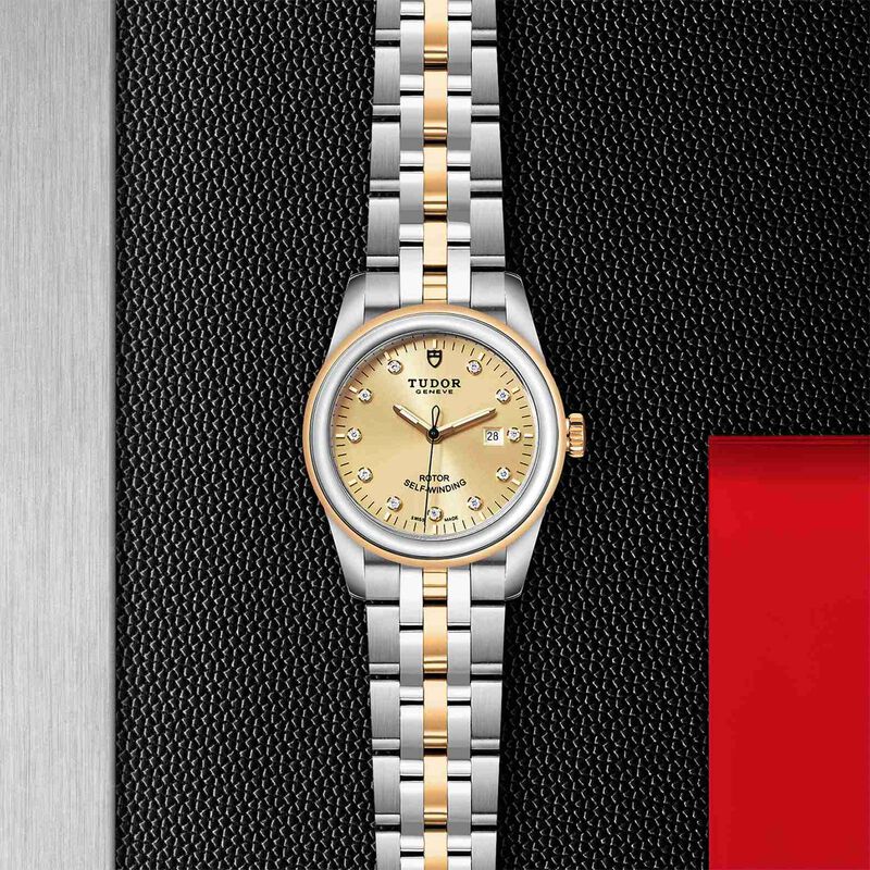 TUDOR Glamour Date Watch Champagne Dial Steel Bracelet, 31mm image number 4