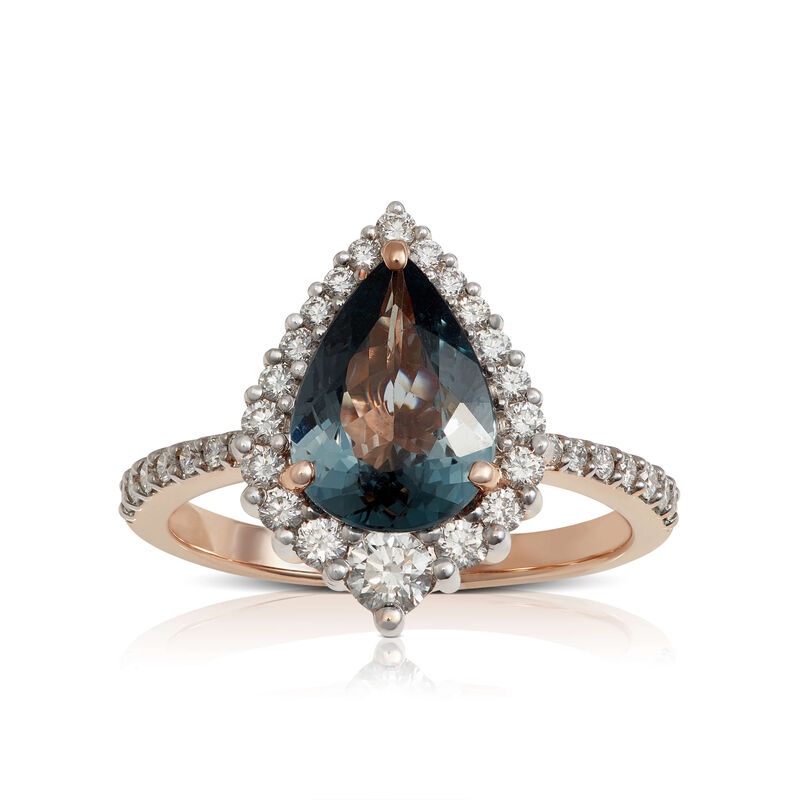 Rose Gold Pear Gray Spinel & Diamond Ring 14K image number 0