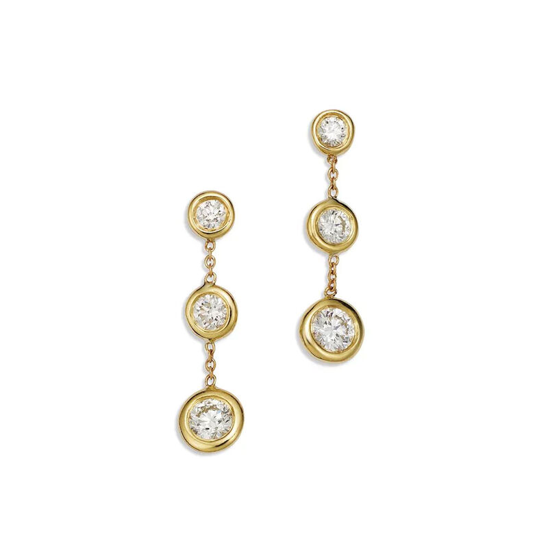 Roberto Coin Diamond Bezel Drop Earrings 18K White Yellow Gold image number 0