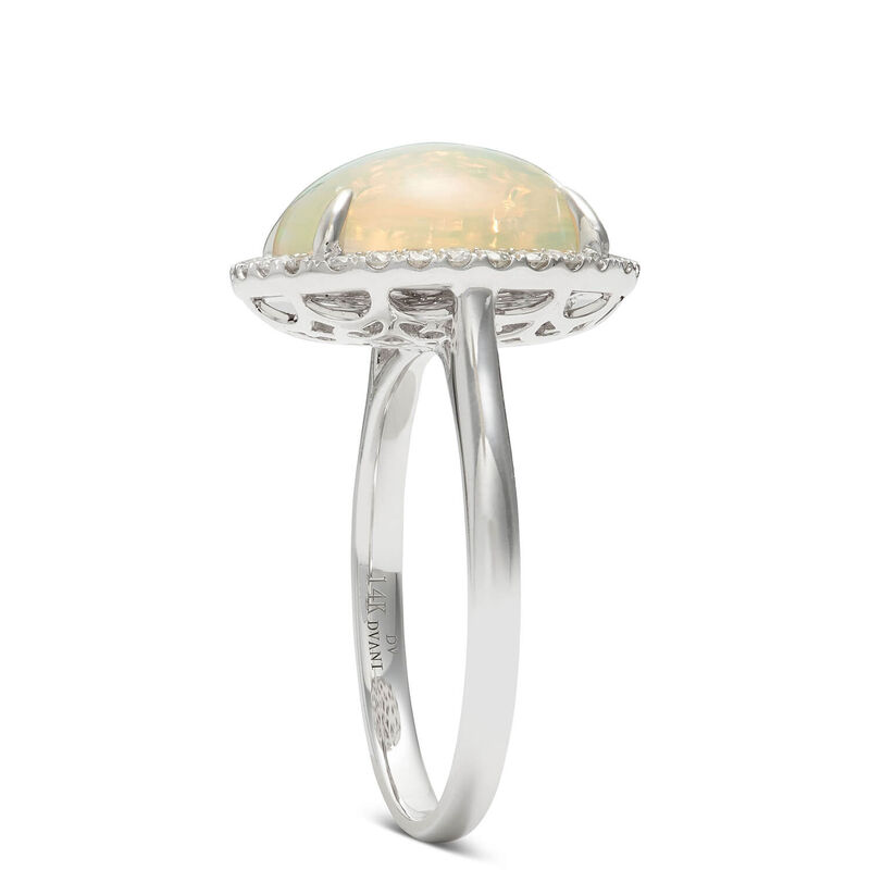 Opal & Diamond Halo Ring 14K image number 2