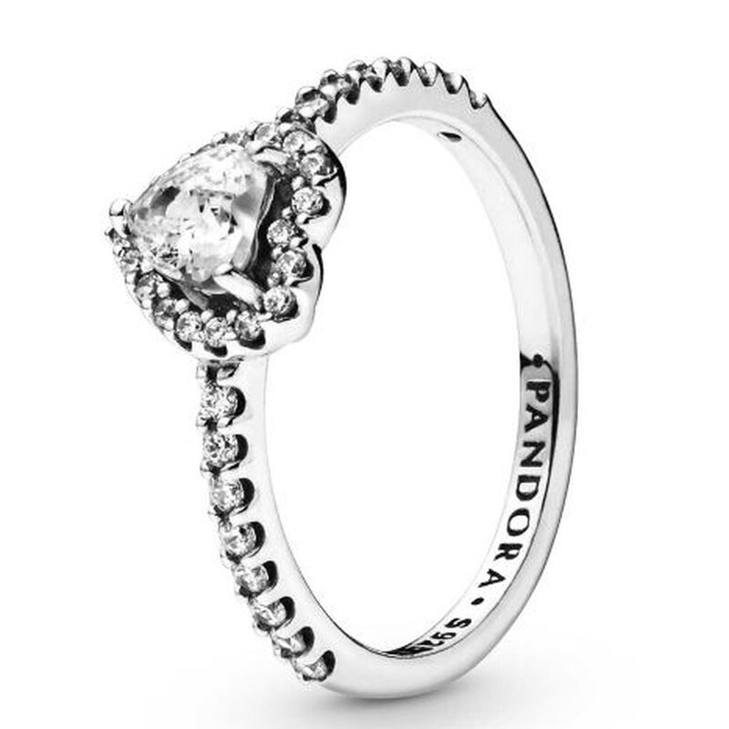 Pandora Sparkling Elevated Heart CZ Ring image number 1