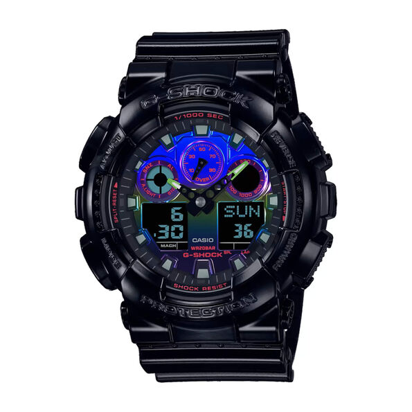 G-Shock Analog-Digital Watch Multicolor Dial Black Resin Strap, 55mm