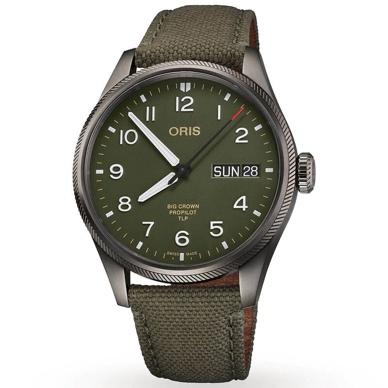 Oris TLP Limited Edition Green Textile Steel Day Date Watch, 44mm image number 0
