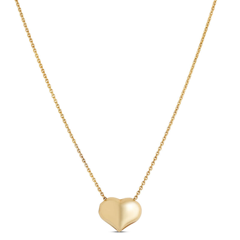 Puffed Heart Pendant Necklace, 14K Yellow Gold image number 0