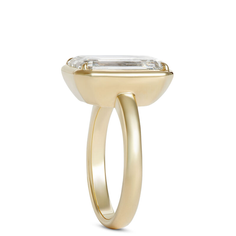 Hidden Bezel Emerald Cut Bridal Ring, 18K Yellow Gold image number 1