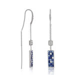 Sapphire & Diamond Mosaic Threader Earrings 14K