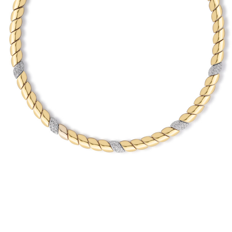 Roberto Coin 18K Yellow and White Gold San Marco Five Diamond Station Collar Necklace image number 0
