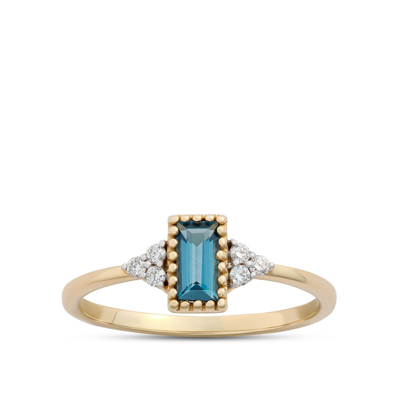 Emerald Cut Blue Topaz Ring, 14K Yellow Gold image number 0