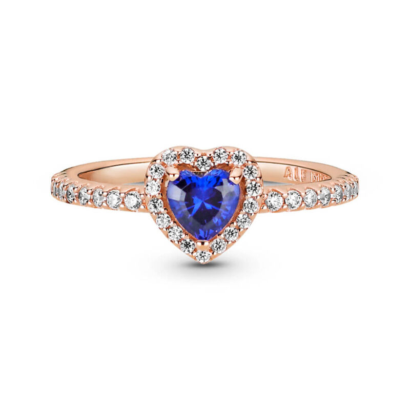 Pandora Sparkling Blue Elevated Heart Crystal & CZ Ring image number 2