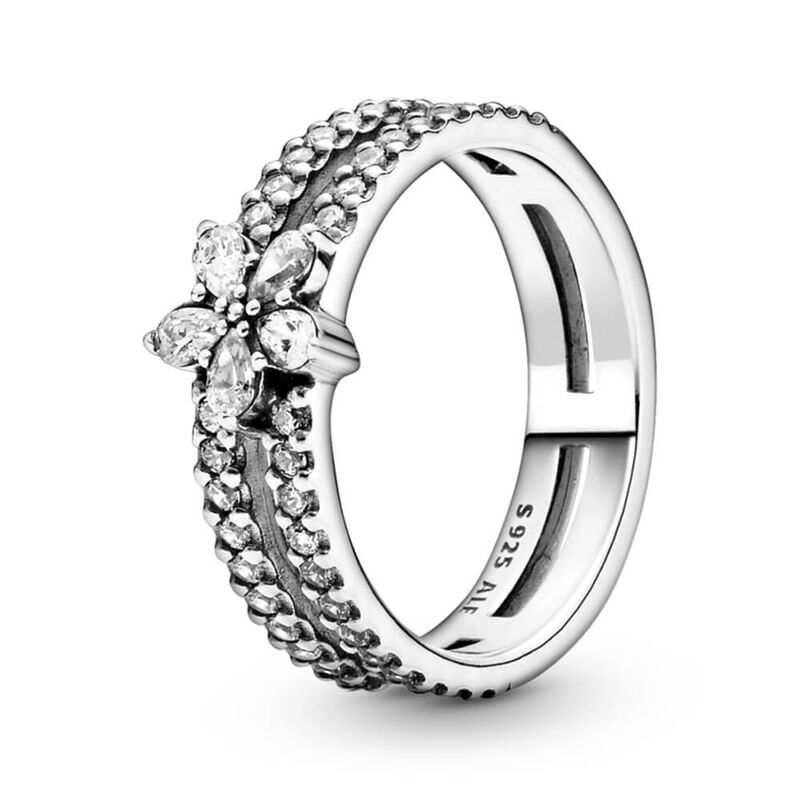 Pandora Sparkling Snowflake CZ Double Ring image number 0