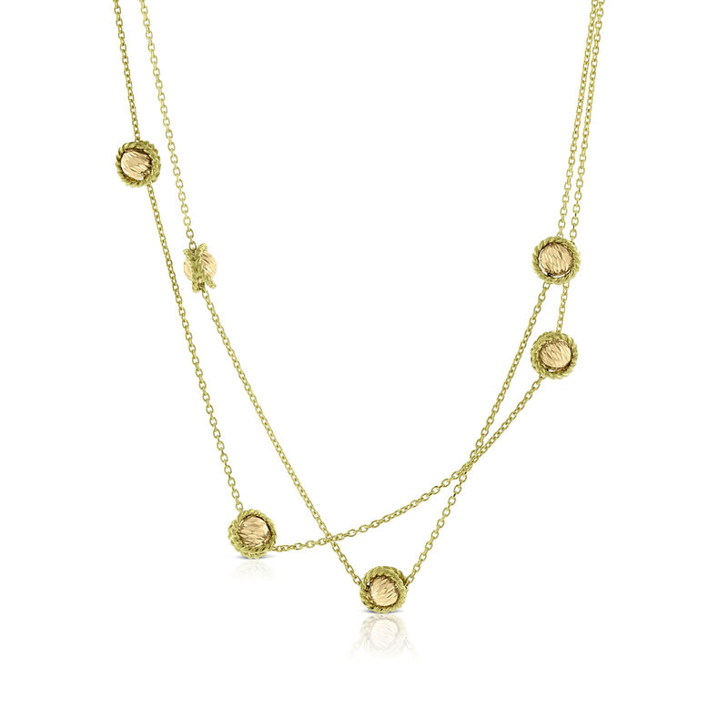 Toscano Two-Tone Bead Station Necklace 14K, 32" image number 0