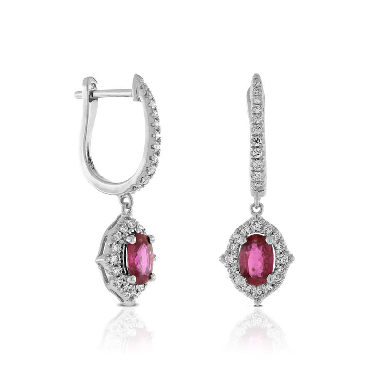 Ruby & Diamond Earrings 14K image number 0