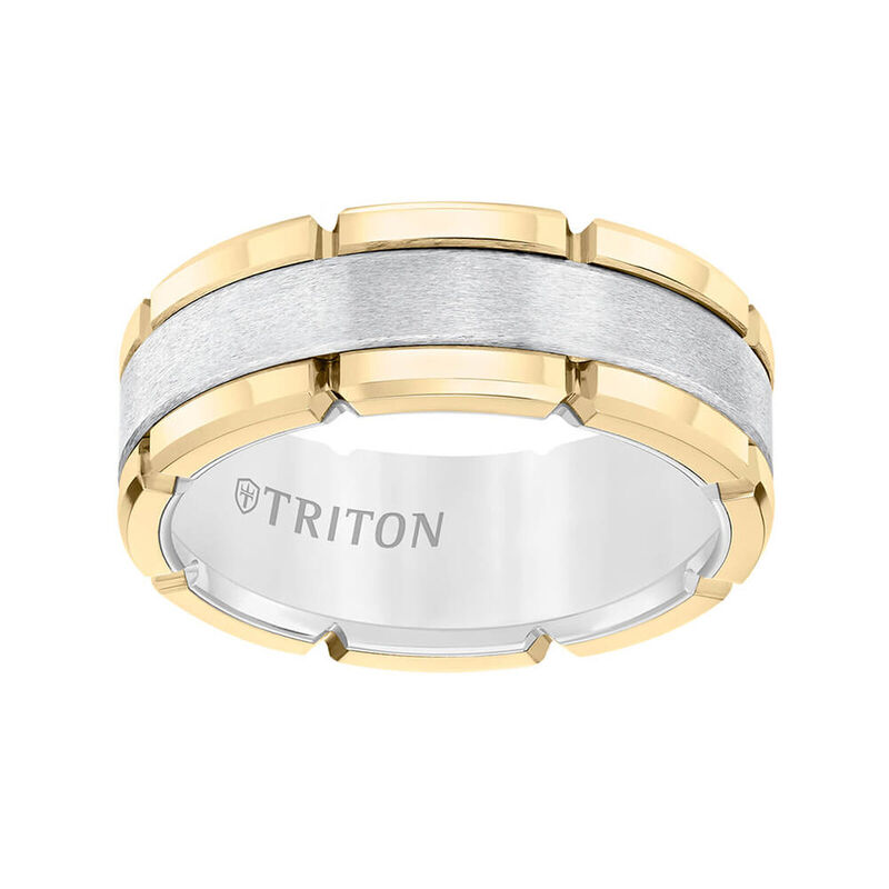 TRITON Contemporary Comfort Fit Brush Finish Yellow Link Edge Band in White Tungsten, 8 mm&nbsp; image number 2