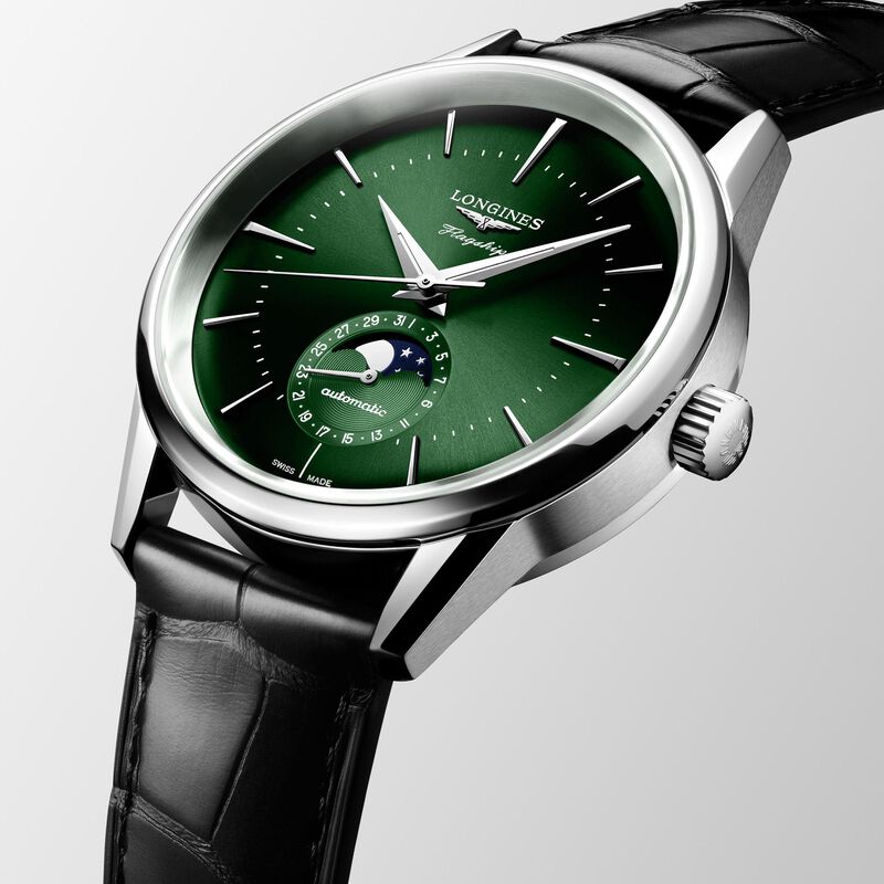 Longines Flagship Heritage Moonphase Green Dial Watch, 38.5mm image number 2
