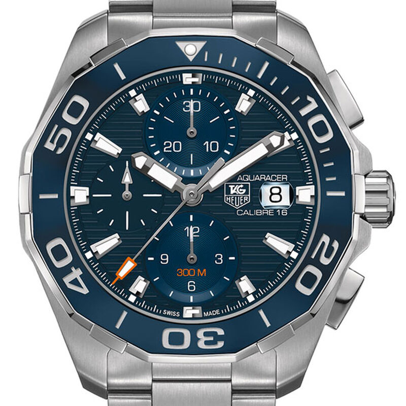 TAG Heuer Aquaracer Calibre 16 Automatic Mens Blue Steel Chronograph Watch image number 1