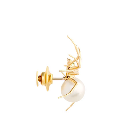 Spider Brooch with Pearl Body, 14K Yellow Gold