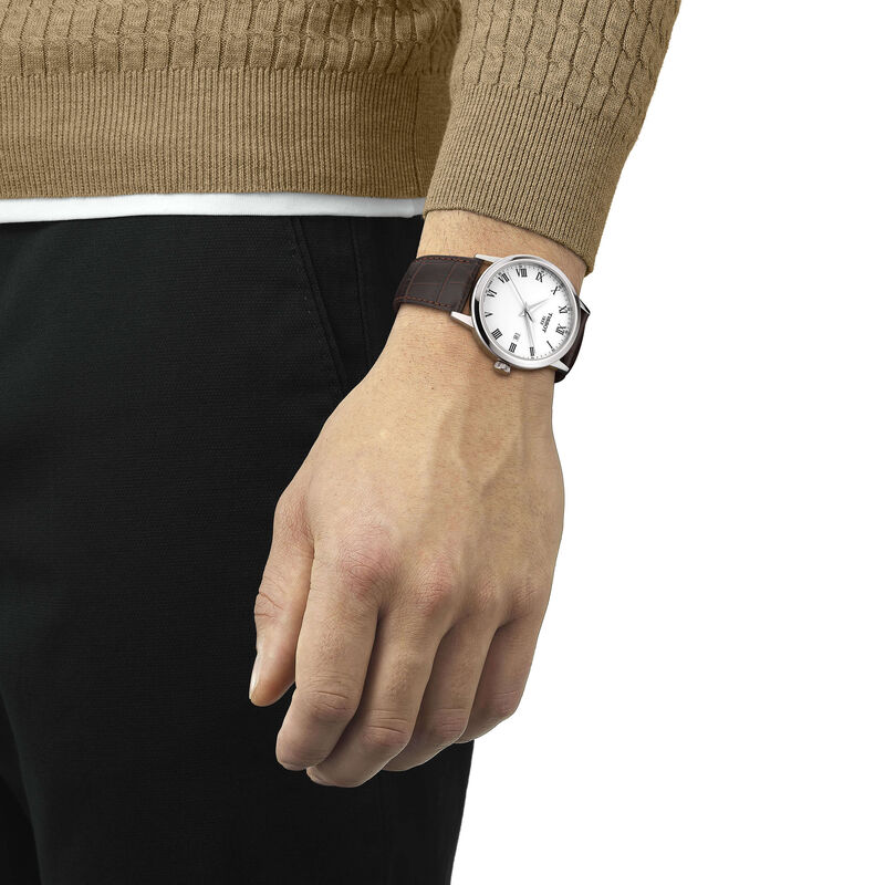 Tissot Classic Dream White Dial Leather Quartz Watch, 42mm image number 1