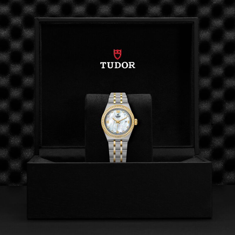 TUDOR Royal Watch Steel Case Gem Set White Dial Steel and Gold Bracelet, 28mm image number 4