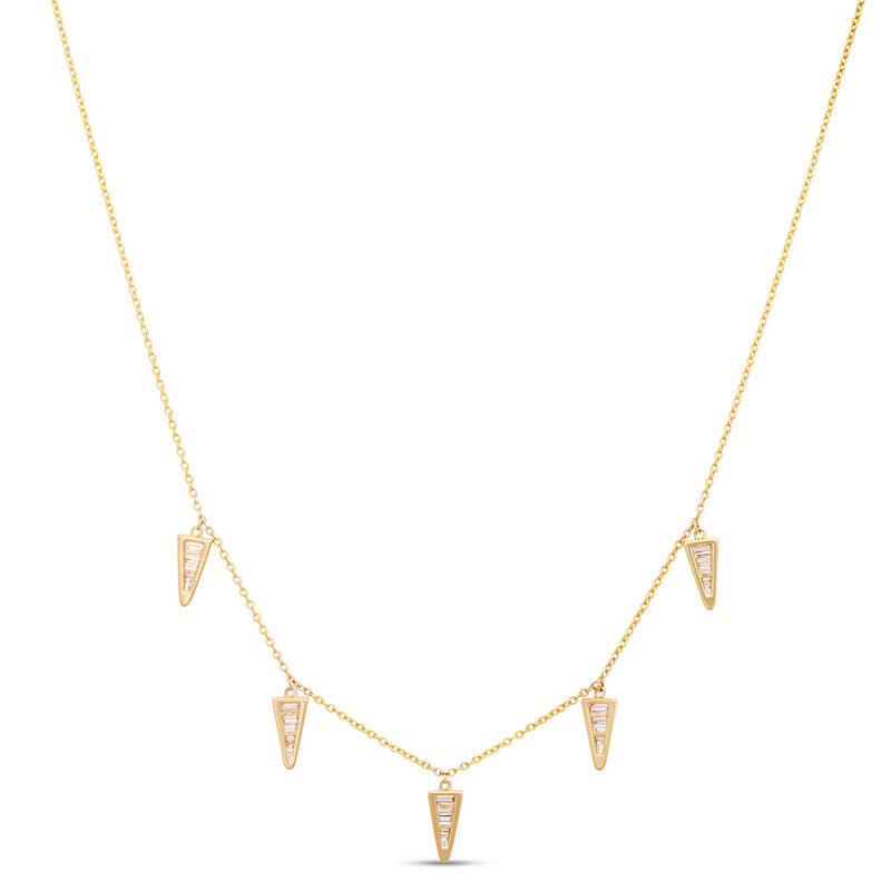 Baguette Diamond Station Necklace, ⅔ Total Carat Weight,  14K Two Tone Gold image number 1