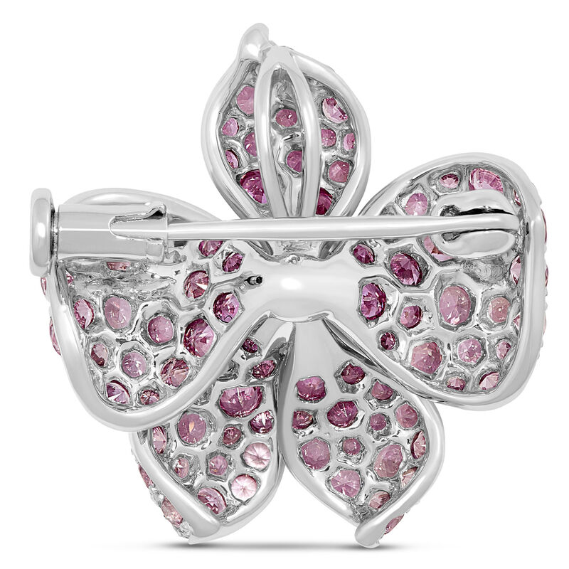  Floral Brooch with Rubies and Pink Sapphires, 14K White Gold image number 1