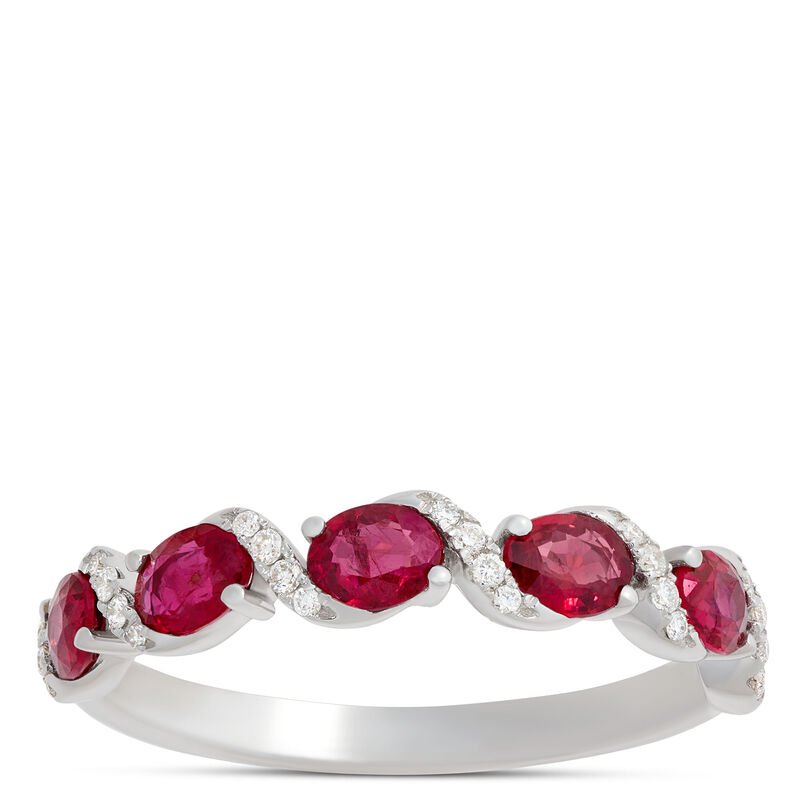 Oval Ruby and Diamond Ring, 14K White Gold image number 0