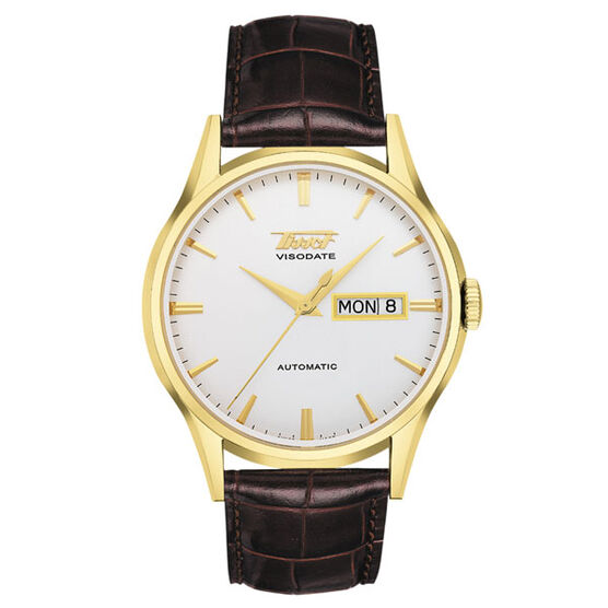 Tissot Heritage Visodate Automatic Gold PVD Leather Watch, 40mm