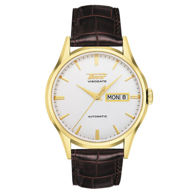 Tissot Heritage Visodate Automatic Gold PVD Leather Watch, 40mm image number 1
