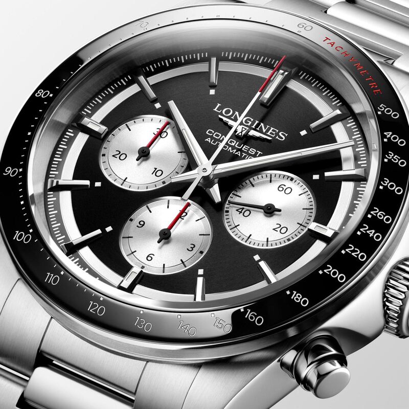 Longines Conquest Chronograph Black Dial Watch, 42mm image number 3