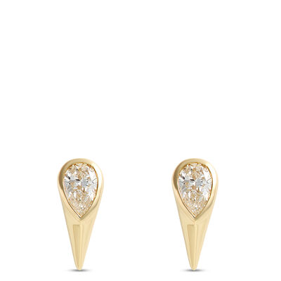 Teardrop Diamond Studs, ⅓ Total Carat Weight, 14K Yellow Gold