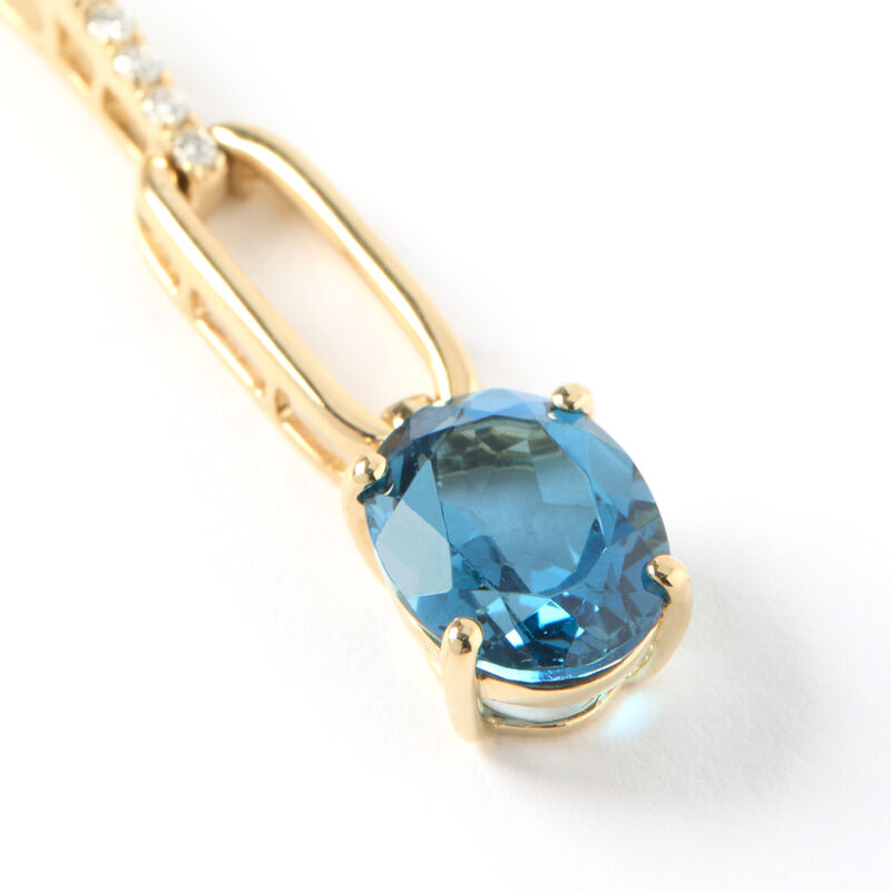 Blue Topaz and Diamond Pendant with Diamond Station Chain image number 1