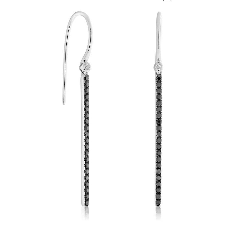 Black & White Diamond Bar Drop Earrings 14K image number 0