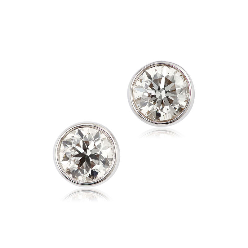 Bezel Set Diamond Solitaire Stud Earrings 14K, 3/4 ctw. image number 0