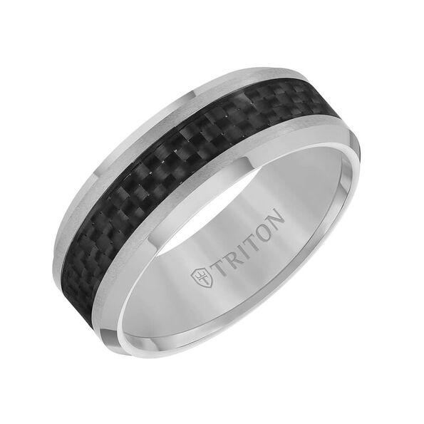 TRITON Contemporary Comfort Fit Carbon Fiber Band in Grey Tungsten, 8 mm