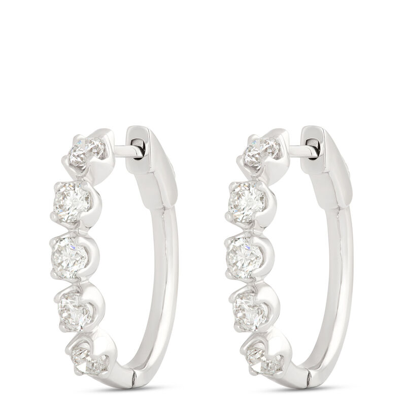 Oval Diamond Hoops, 2 Carat Total Weight, 14K White Gold image number 0