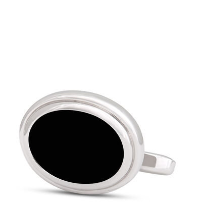 Oval Onyx Cufflinks, Sterling Silver