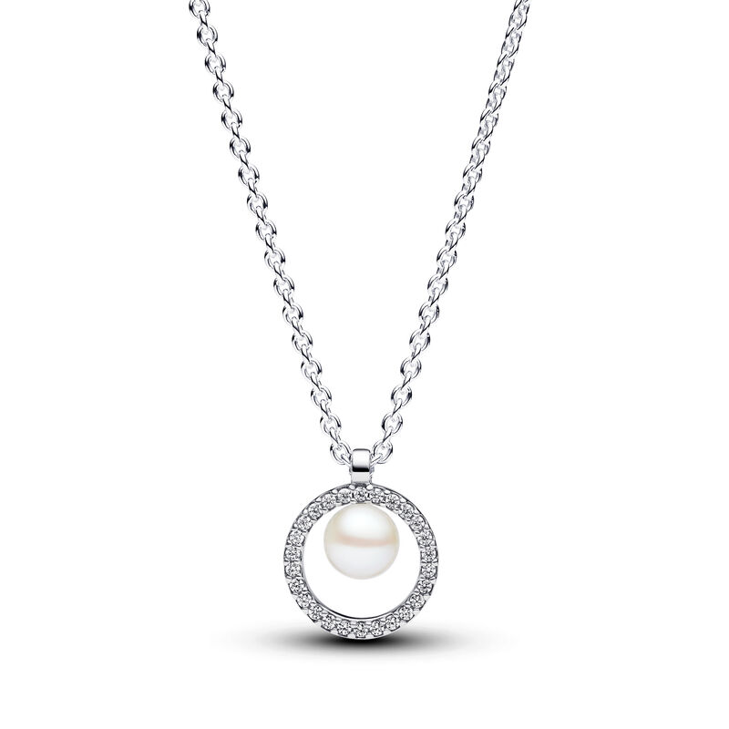 Pandora Treated Freshwater Cultured Pearl & Pav� Collier Necklace image number 0