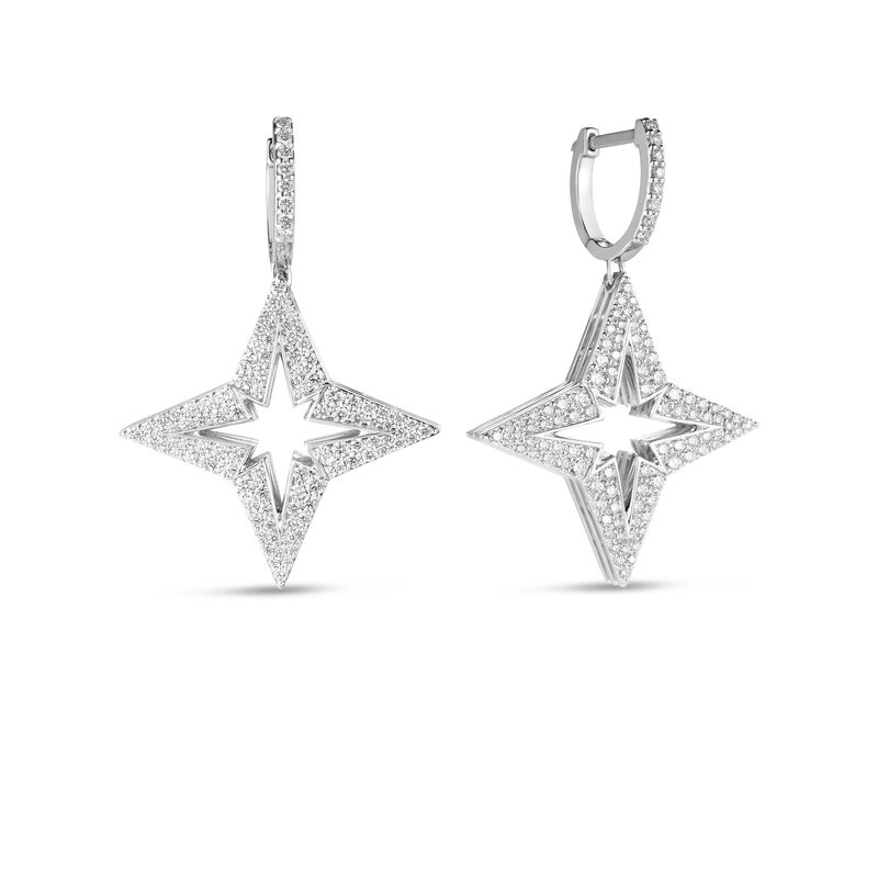Roberto Coin 18K White Gold Stardust Medium Pave Diamond Star Dangle Earrings image number 0
